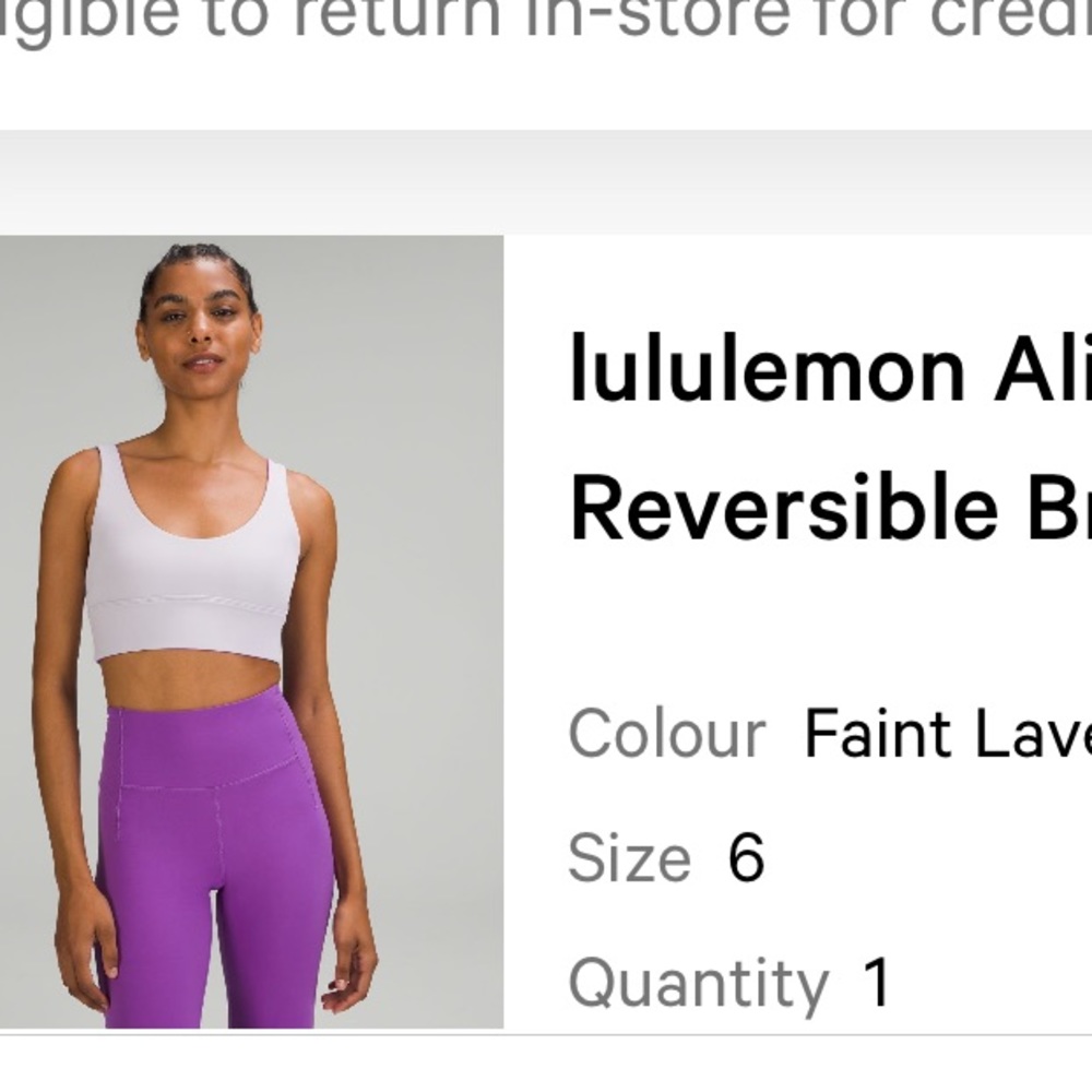 Lulu align bra size 6